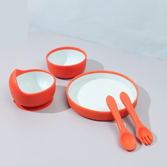 modern design silicone baby feeding bowl set in two colors