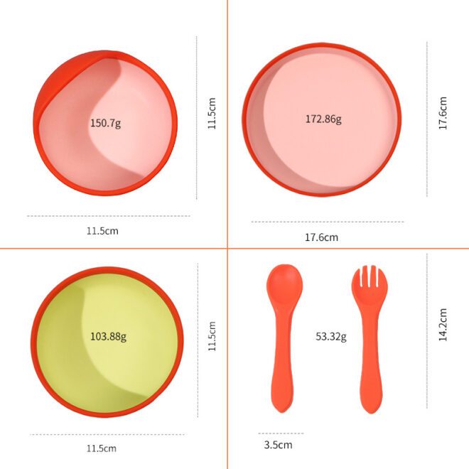 stylish and functional two tone silicone feeding bowl set for babies