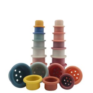 Beach themed silicone baby stacking toy