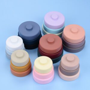 Customizable silicone stacking toy in multiple colors