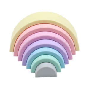 Stack and play with food grade silicone rainbow toy