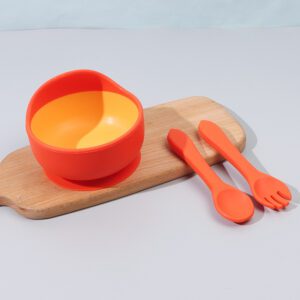 dual tone silicone baby feeding bowl set with new design