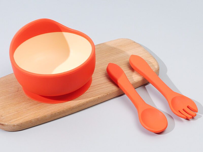 trendy dual color silicone baby feeding bowl set with enhanced features